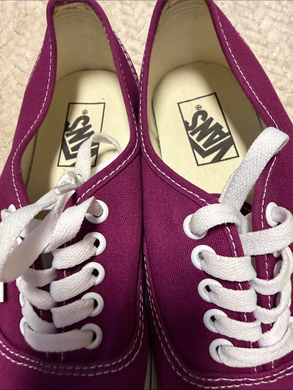 Vans Low Top Sneakers in Magenta with White Laces - Picture 2 of 5